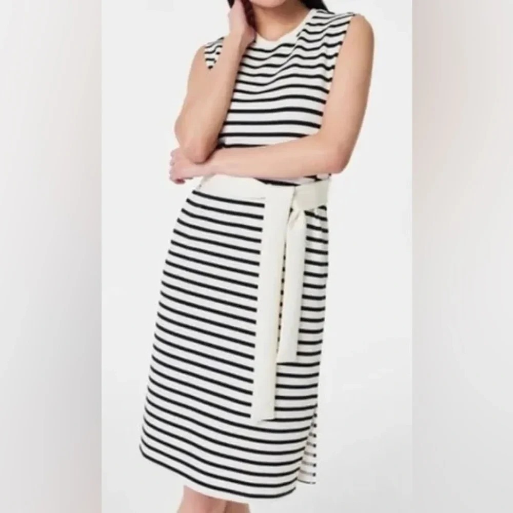 SPANX Airessentials Stripe Midi Belted Tank Dress Size Small